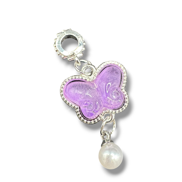 Silver Buterfly Pearl Charm with Bail -10pc. Mix