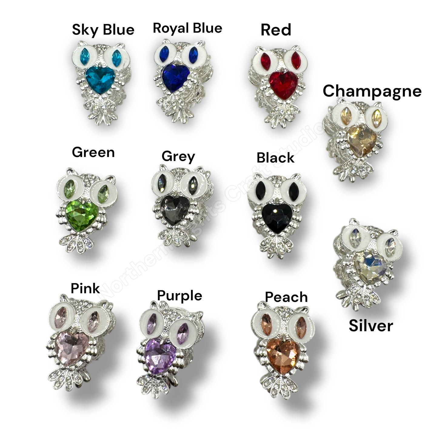 Metal Alloy Crystal Owl Fancy Bead - 1pc.