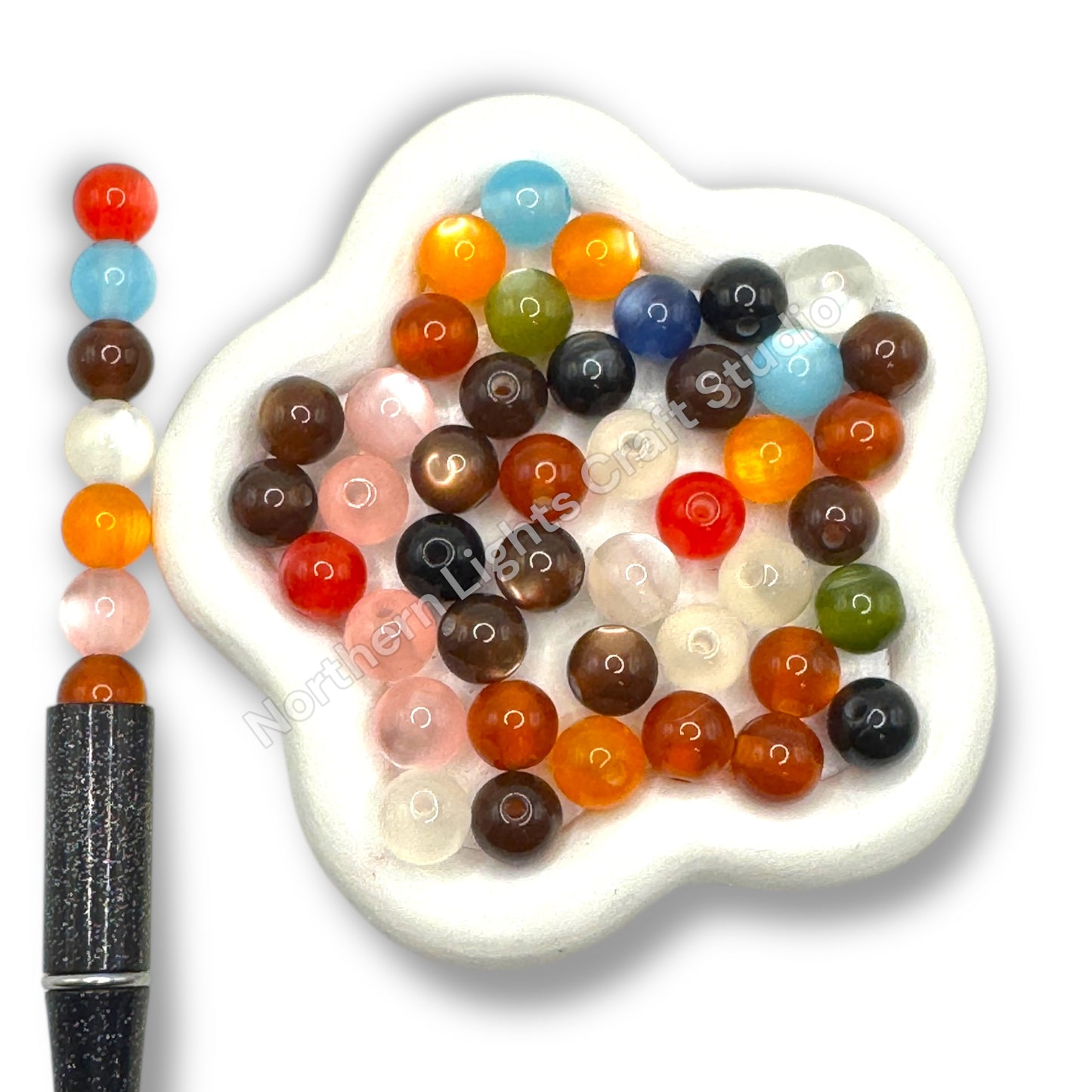 10mm Shiny Cat's Eye Beads - Fits Beadable Pen -50 pcs.