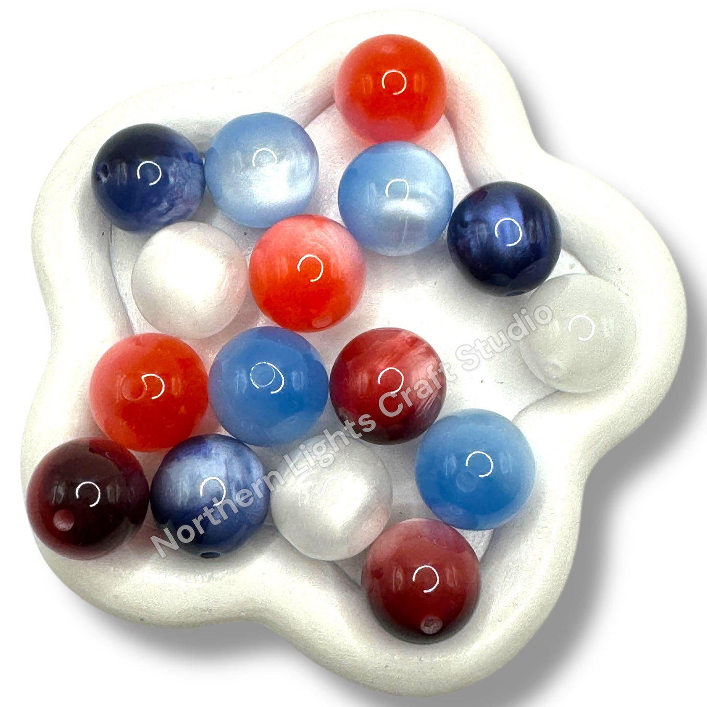 Freedom Red White Blue 16mm Bead - 25 pc. Mix