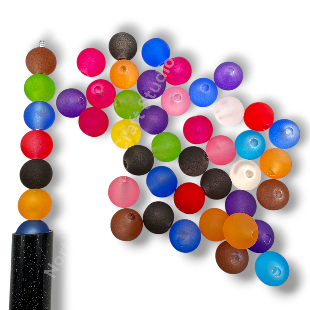 Frosted 10mm Acrylic Bead Mix - 50 Pcs.