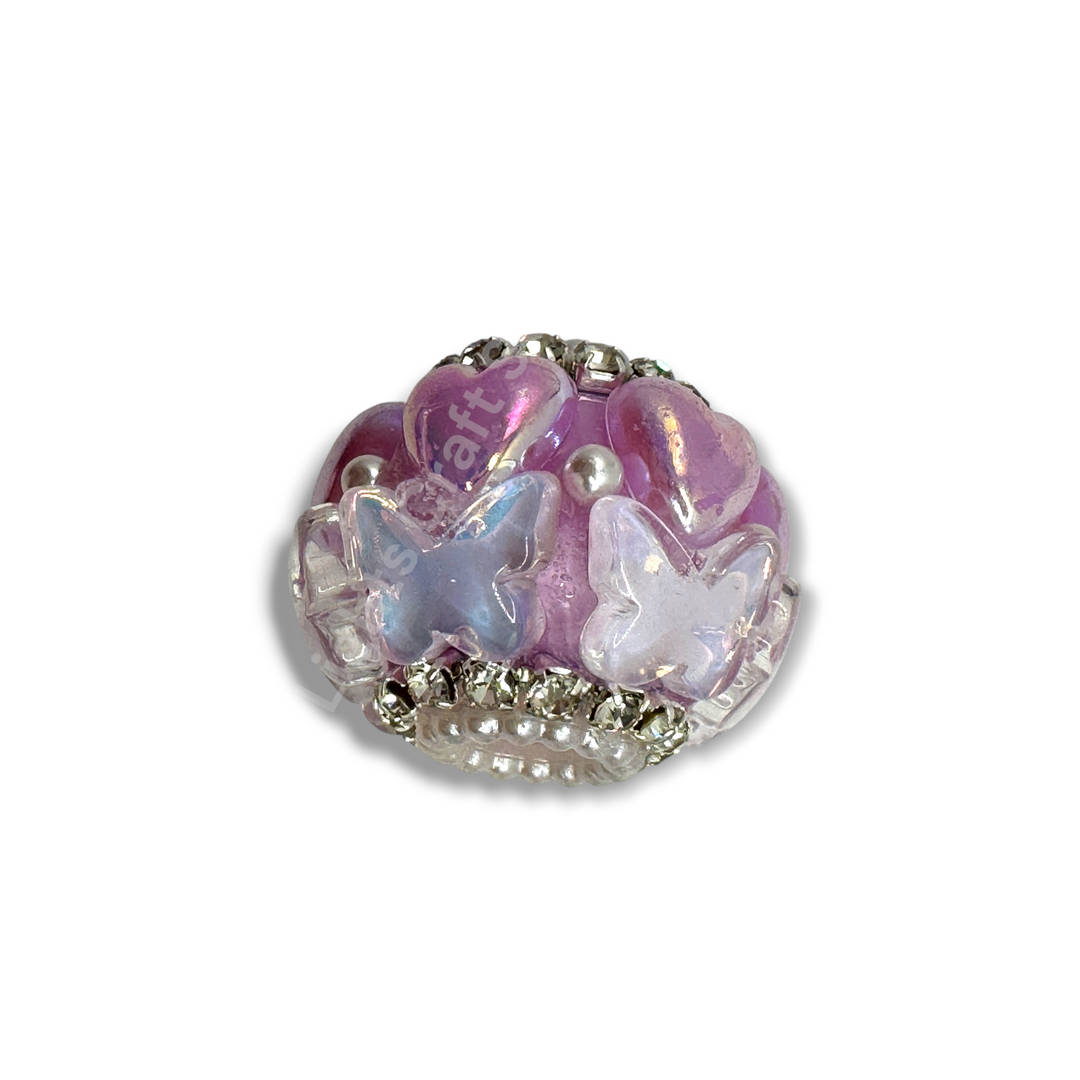 Butterfly Shiny Heart Fancy Bead -3pc.