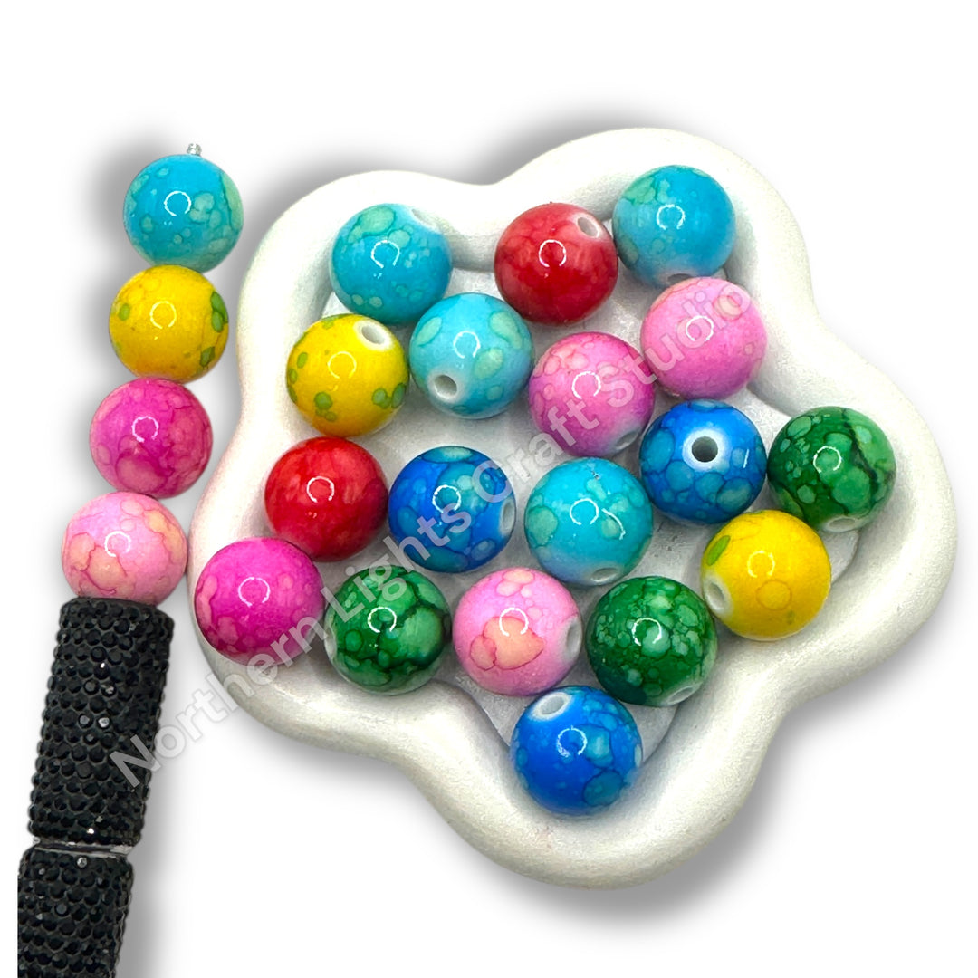Tie Dye Printed 16mm Acrylic Beads - 20pc.