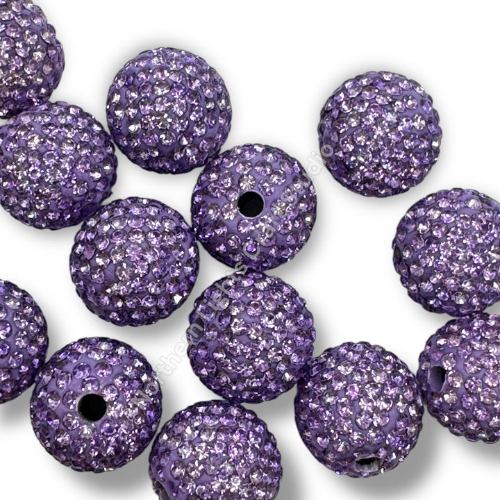 Lilac Rhinestone Clay Base Beads-16mm - 10pc.