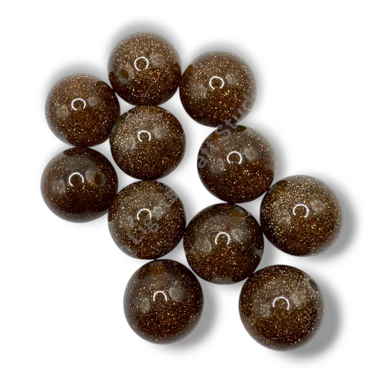 Glitter Dust 20mm Resin Bead Mix or Single Colors - 10 Pcs.