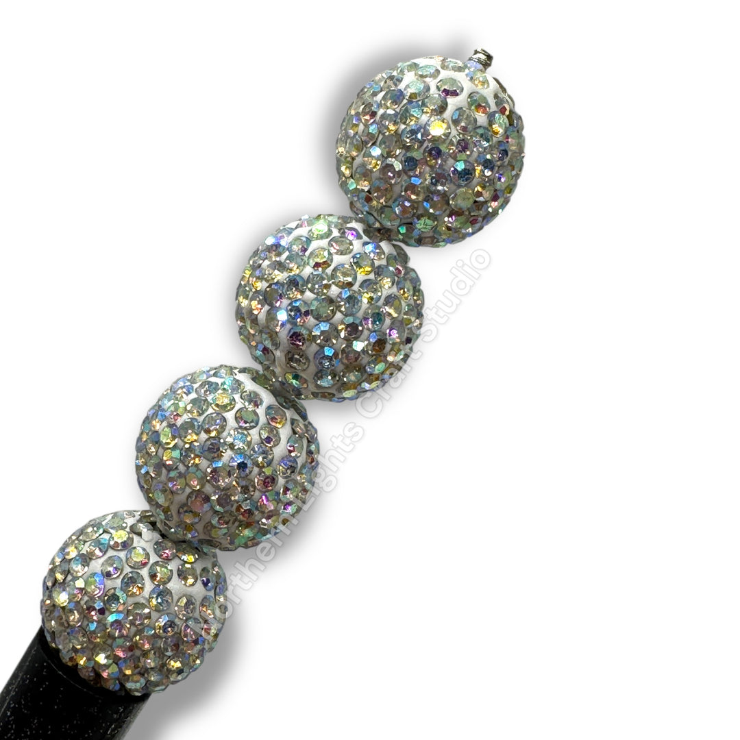 Silver AB Clay Base Rhinestone Beads-16mm - 10pc.