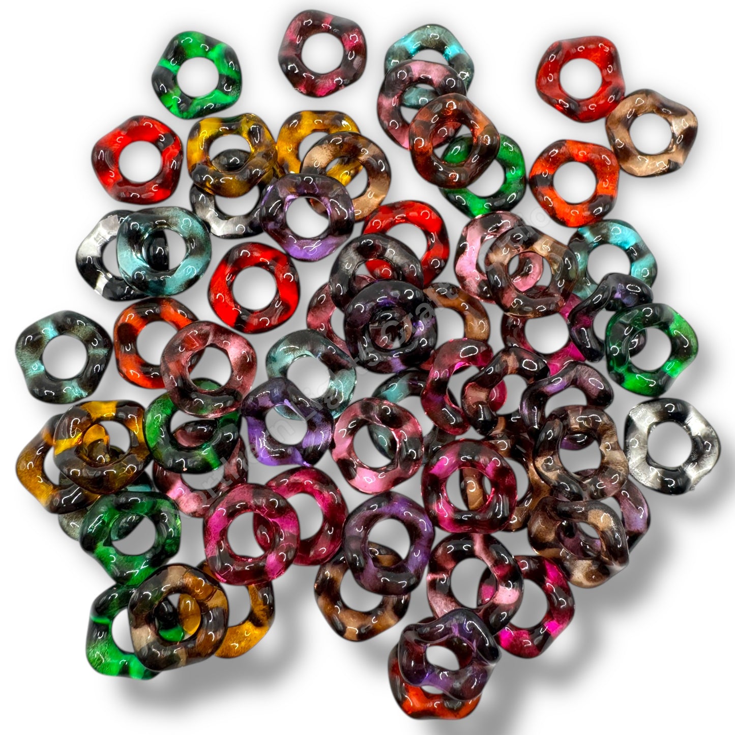 Shiny Dark Leopard Translucent Wavy Spacers 16mm - 50 pcs.