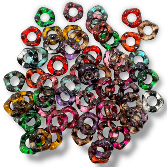 Shiny Dark Leopard Translucent Wavy Spacers 16mm - 50 pcs.