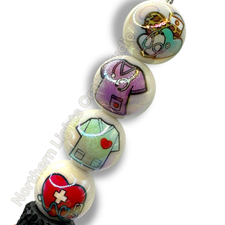 Nurse Printed 16mm Acrylic Bead Mix - 20pc.