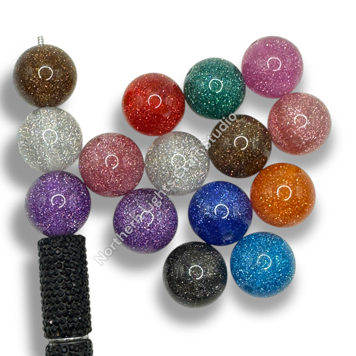 Glitter Dust 20mm Resin Bead Mix or Single Colors - 10 Pcs.