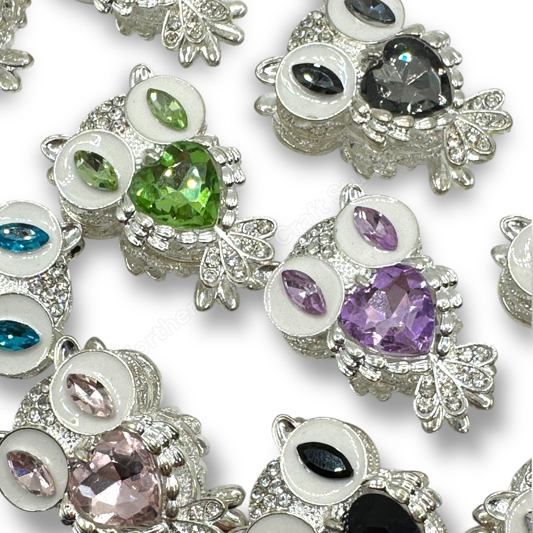 Metal Alloy Crystal Owl Fancy Bead - 1pc.