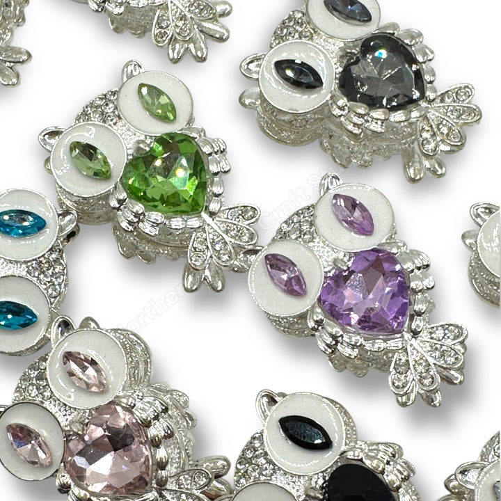 Metal Alloy Crystal Owl Fancy Bead - 1pc.