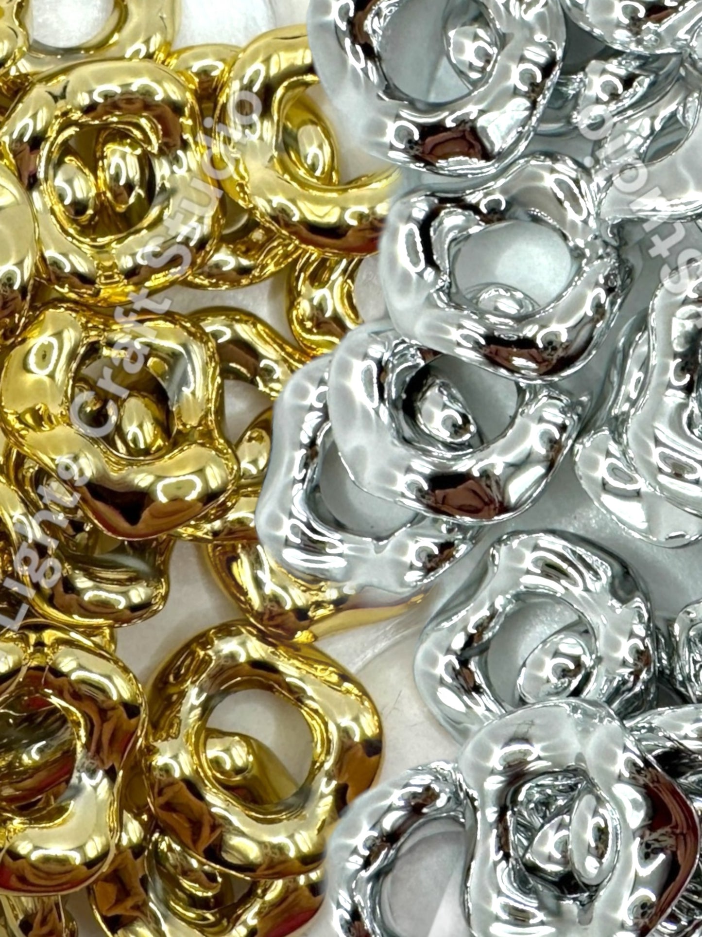 Gold and Silver Wavy Spacer 16mm - Single color or Mix of 50 pcs