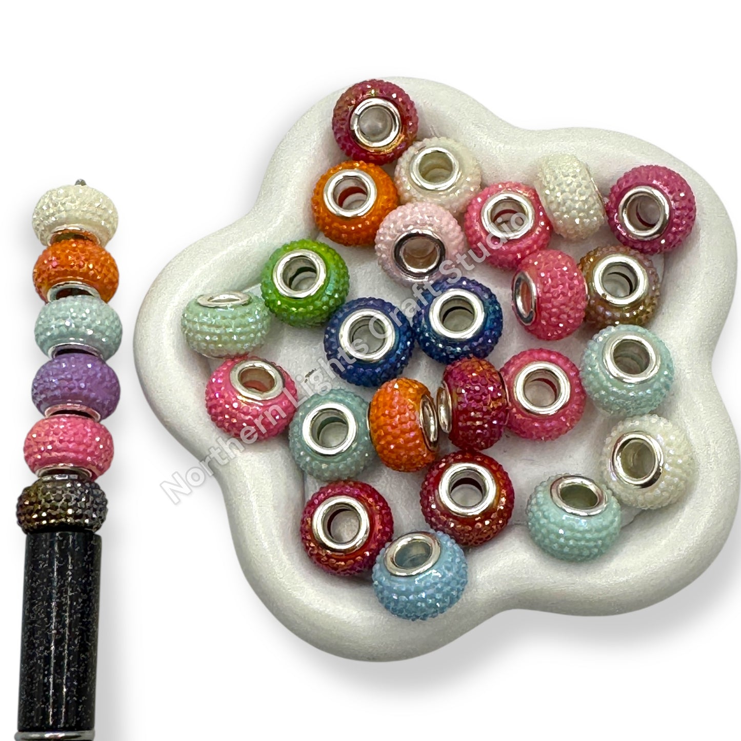 Bling Wheel Beads / Large Hole Spacer Beads - Mix 25 Pieces