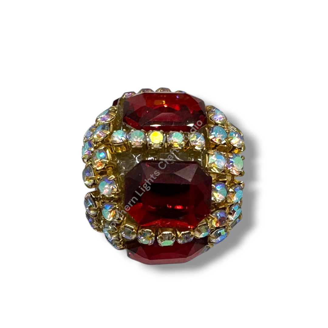 Fancy Gold AB Rhinestone Chain Crystal Mirror Beads -3pc.Single or 10pc. Mix