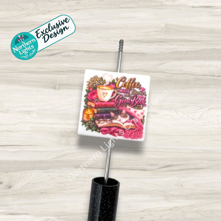 Coffe, Cozy Blanket, and Good Books Printed Silicone Focal - Exclusive Design!