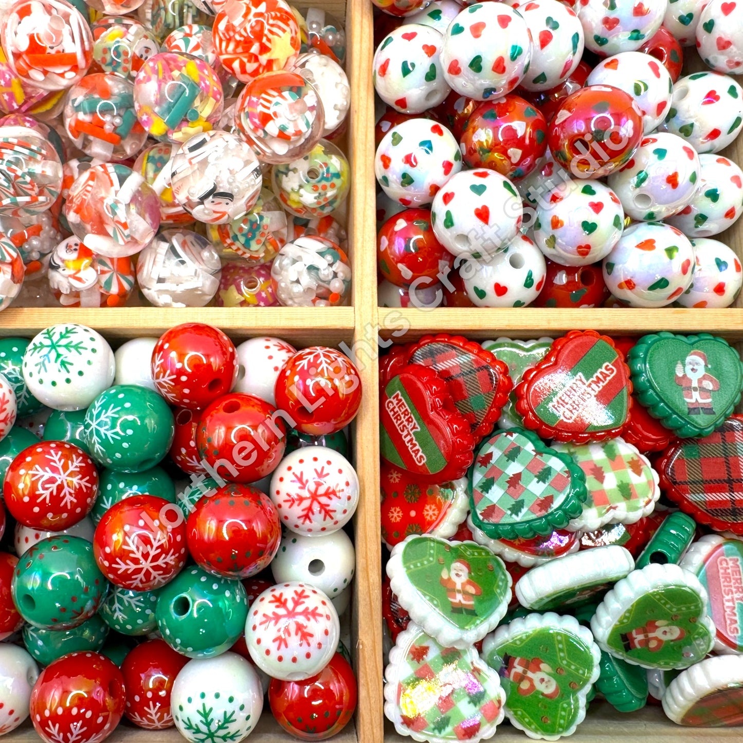 16mm Christmas Acrylic Printed Mix - 10 pc.