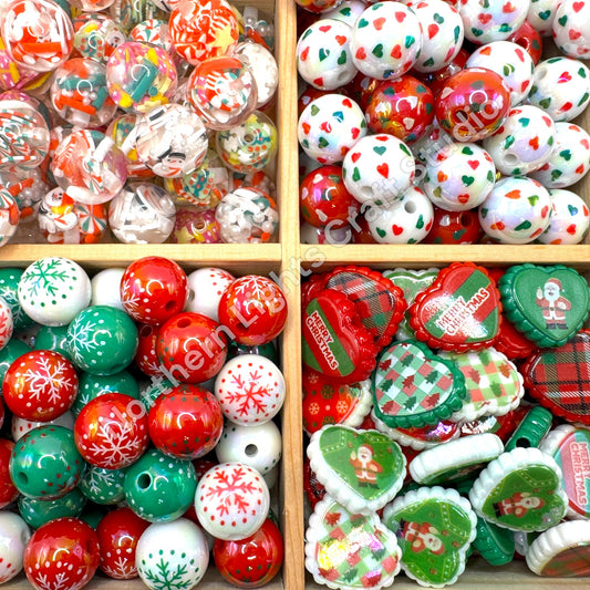16mm Christmas Acrylic Printed Mix - 10 pc.