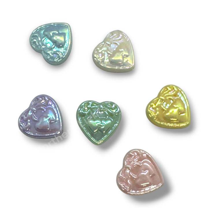 Cherry Bow Heart UV Acrylic Focal Beads - 10 pc. Mix - LIMITED QUANTITY