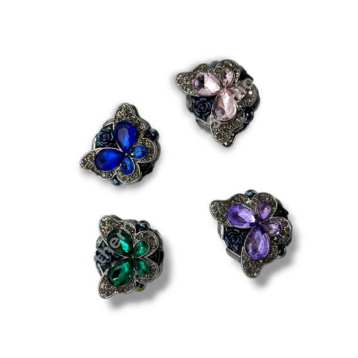 Fancy Crystal Butterfly Gunmetal Clay Base Beads - 1pc.