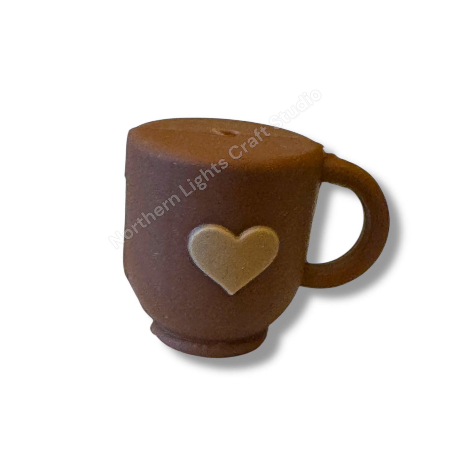3D Heart Coffee Mug Silicone Focal Bead