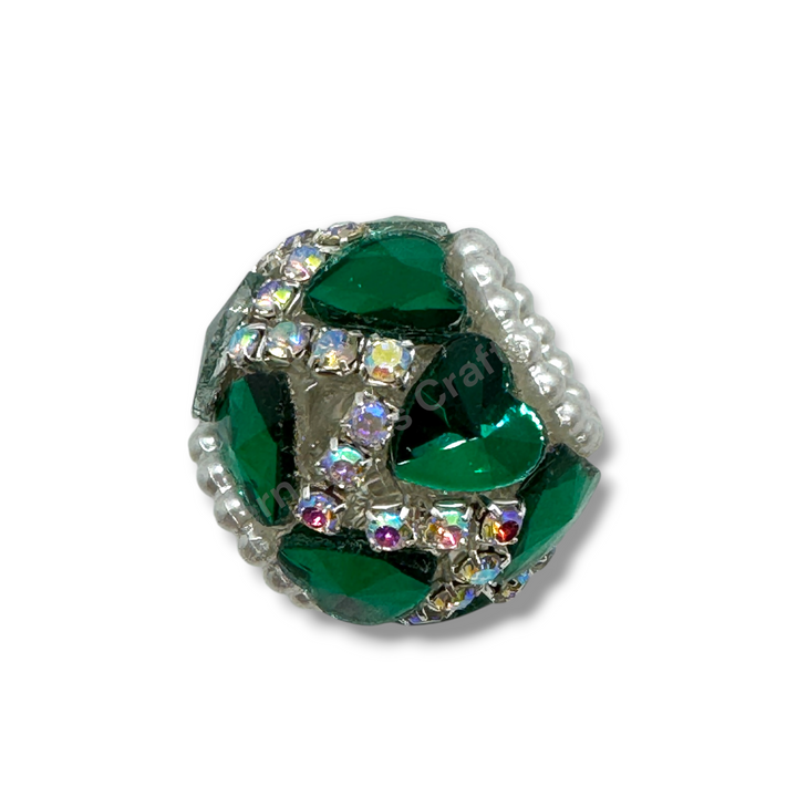 Rhinestone Zig Zag Heart Shape Crystal Fancy Bead - 4pc.