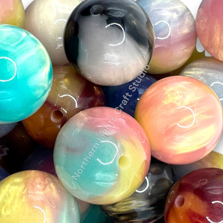 Luminous Multi Tone Color Galaxy 20mm Ombre Beads - 10pc.