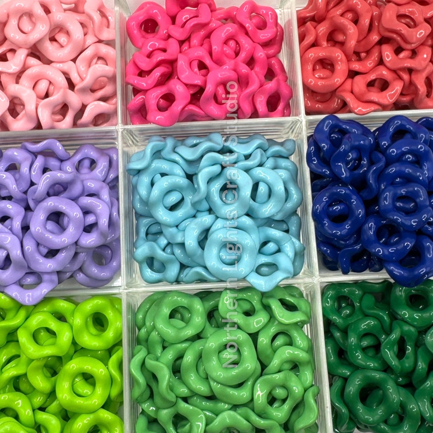 Colorful Wavy Spacer 16mm - Single Color or Mix - 50 pcs.