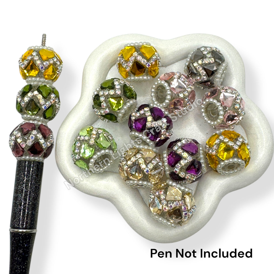 Rhinestone Zig Zag Diamond Shape Crystal Fancy Bead - 8pcs.