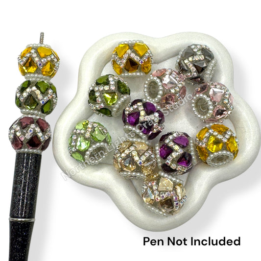 Rhinestone Zig Zag Diamond Shape Crystal Fancy Bead - 8pcs.