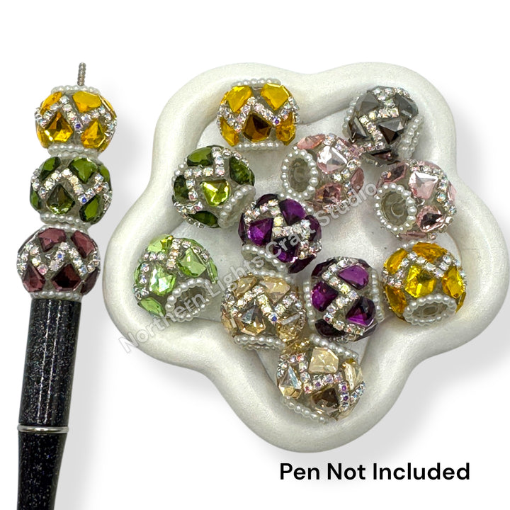 Rhinestone Zig Zag Diamond Shape Crystal Fancy Bead - 8pcs.