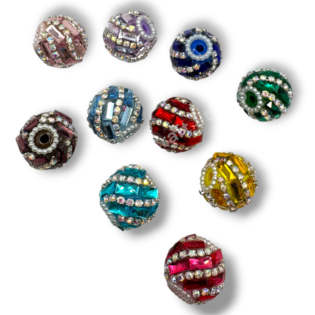 Swirl Rhinestone Crystal Fancy Beads 20mm- 10 piece mix