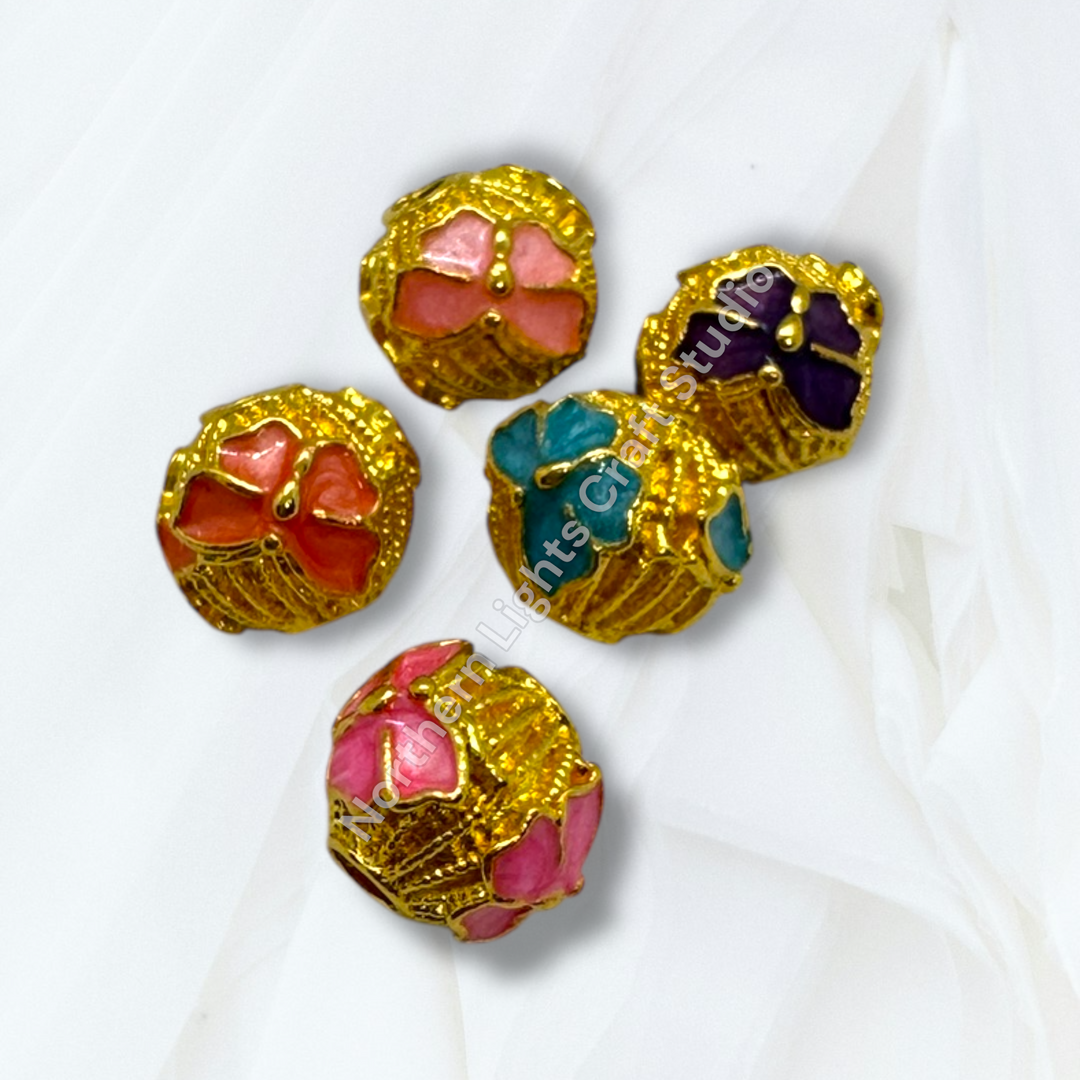 Copper Gold Plated Enamel Butterfly 10mm Beads - 10pc. mix