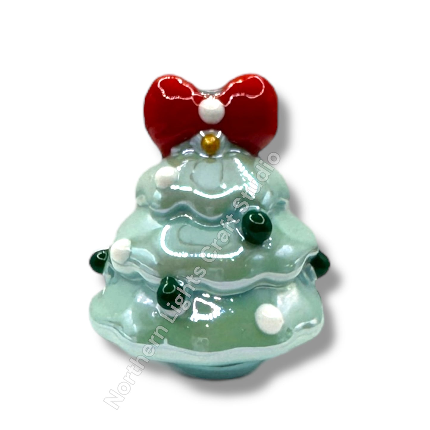3d Christmas Tree Acrylic Hand Painted UV Beads-2pc.