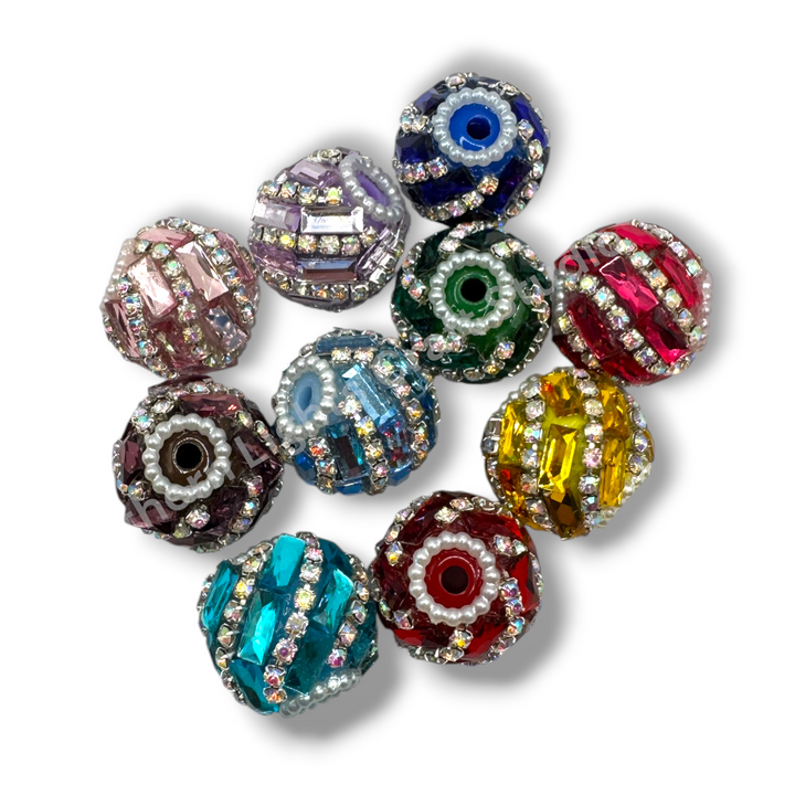 Swirl Rhinestone Crystal Fancy Beads 20mm- 10 piece mix