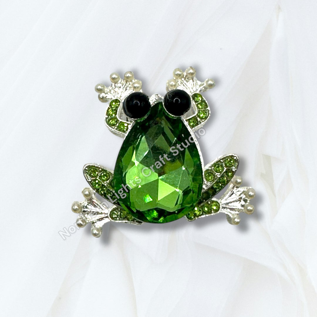 Metal Alloy Crystal Frog Bead