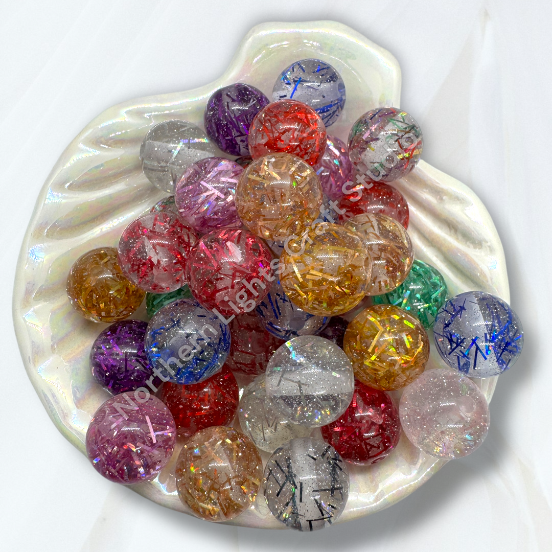 Tinsel Holographic Foil 16mm Resin Beads - 20pc.