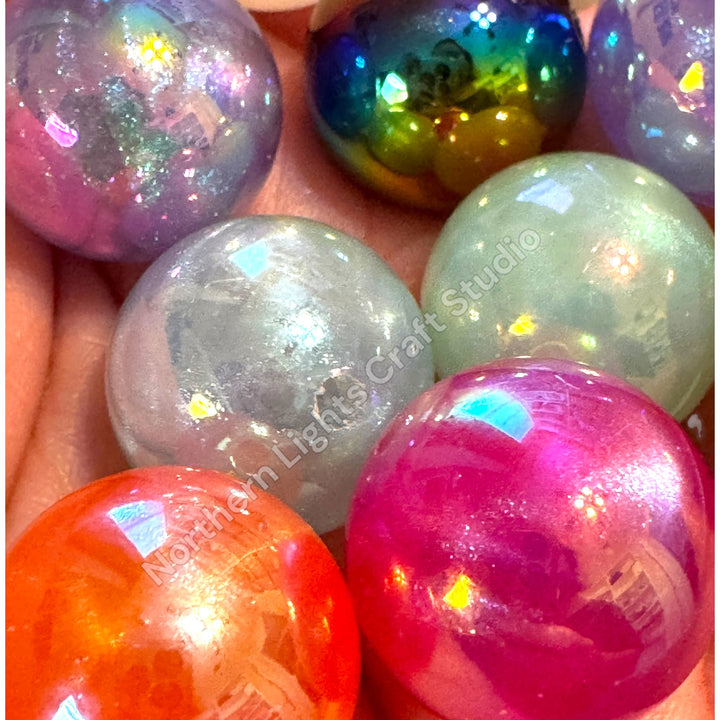 Glitter UV Luminous Galaxy Glitter 20mm Beads -10pc.