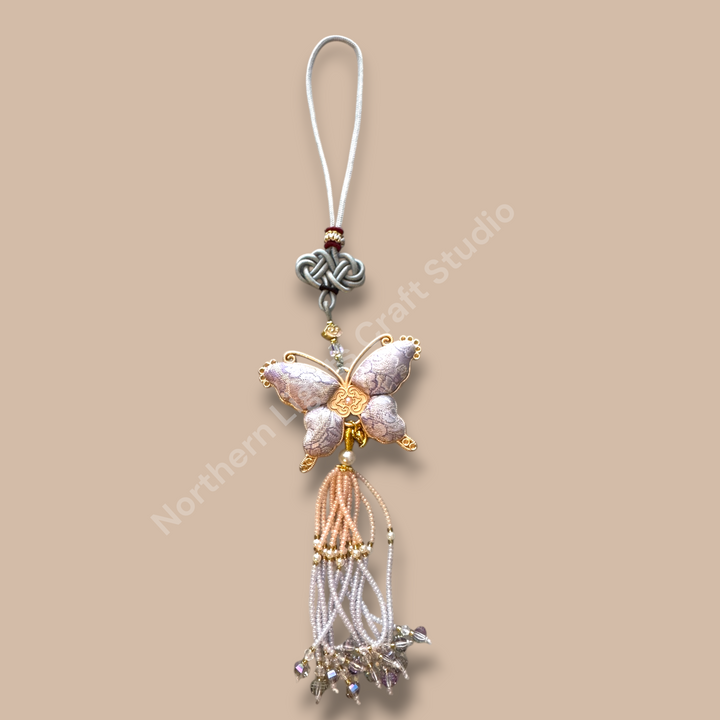 Song Brocade Long Butterfly Keychain / Decorative Hanging Charm
