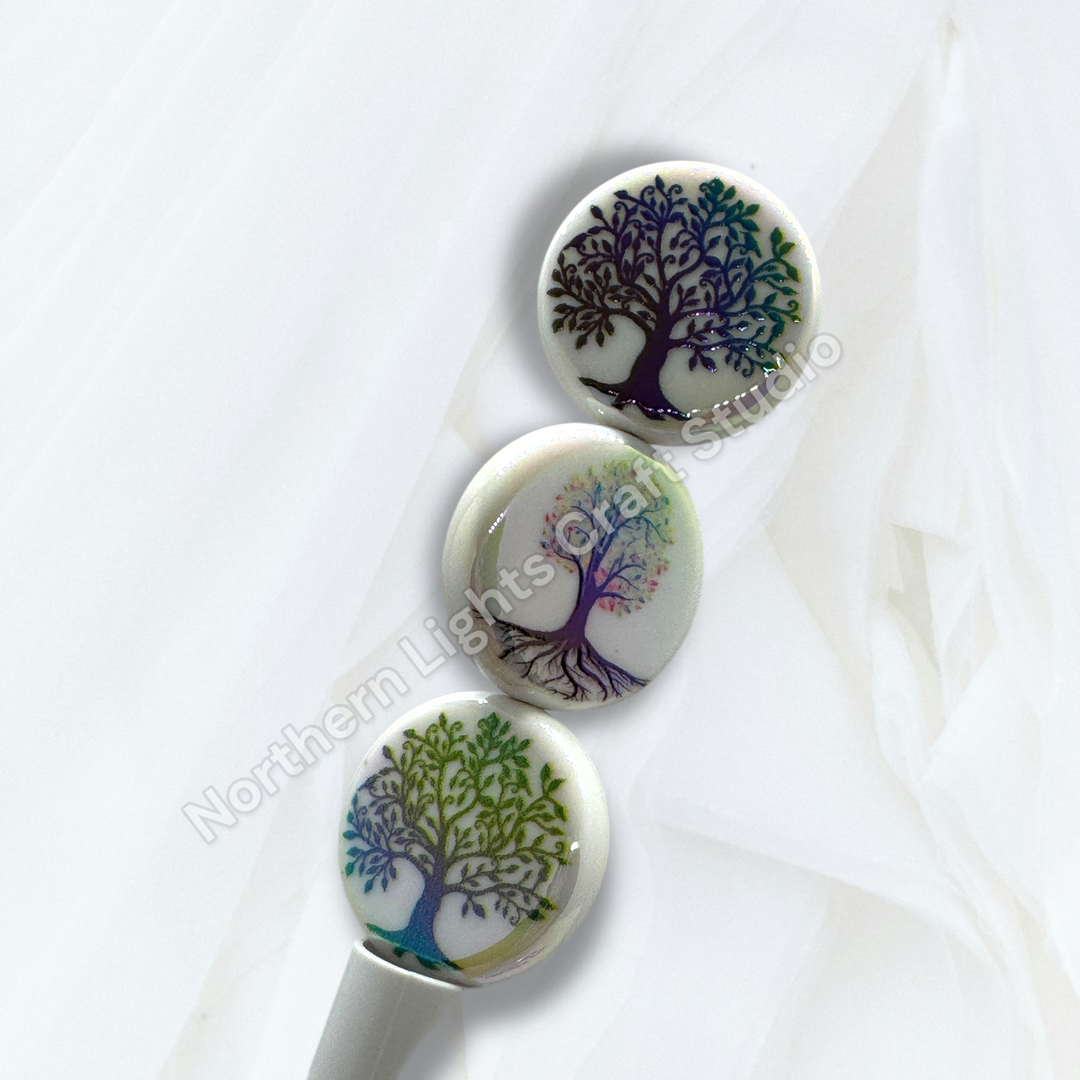Tree Of Life UV Coated Printed Acrylic 22mm Bead Mix - 10 pc.