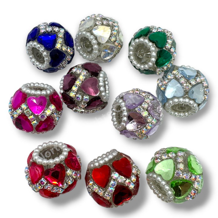 Rhinestone Zig Zag Heart Shape Crystal Fancy Bead - 4pc.