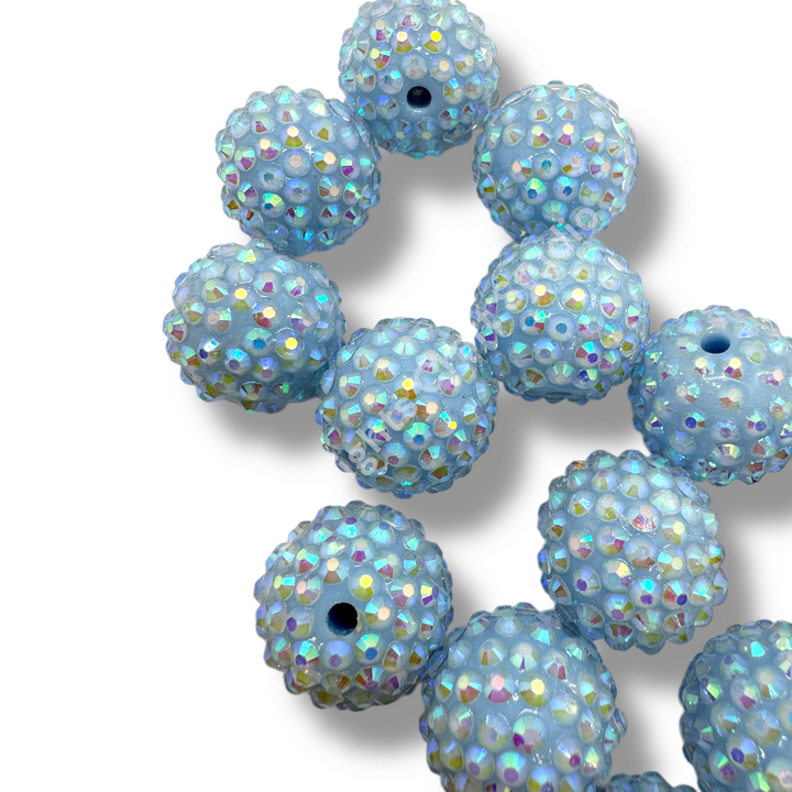 Baby Blue Ice 20mm Acrylic Rhinestone Bubblegum Beads - 10pc.