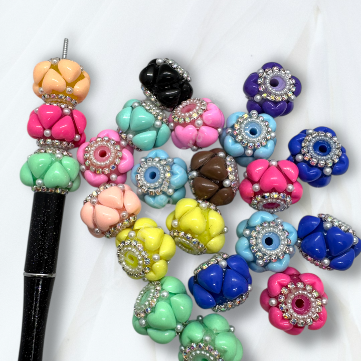 Puffy Acrylic Heart Charm 22mm Bead -5pc