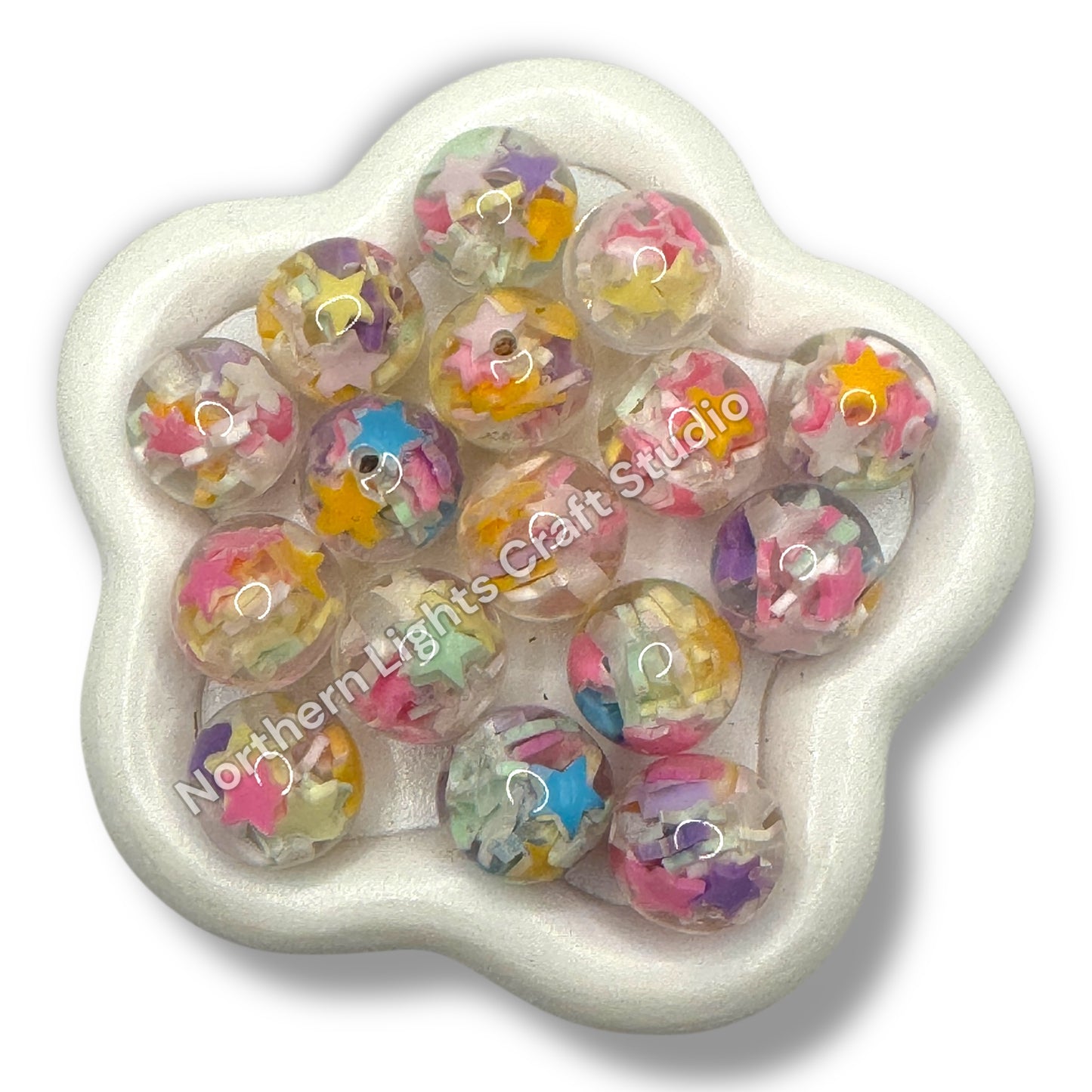 Star Candy Confetti  16mm Resin Beads - 10pc.