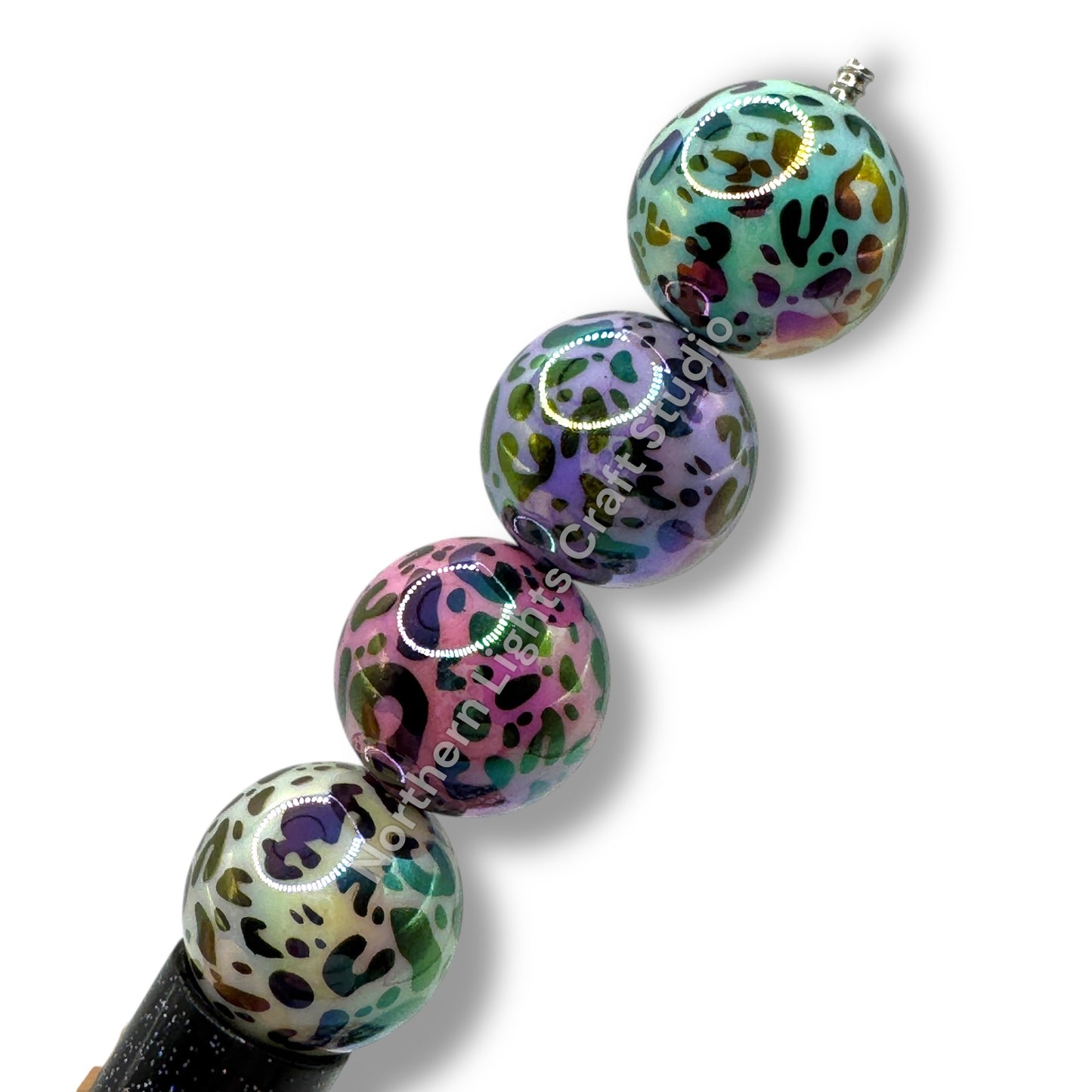 Colorful Leopard Print UV 16mm Acrylic Beads - 20pc.