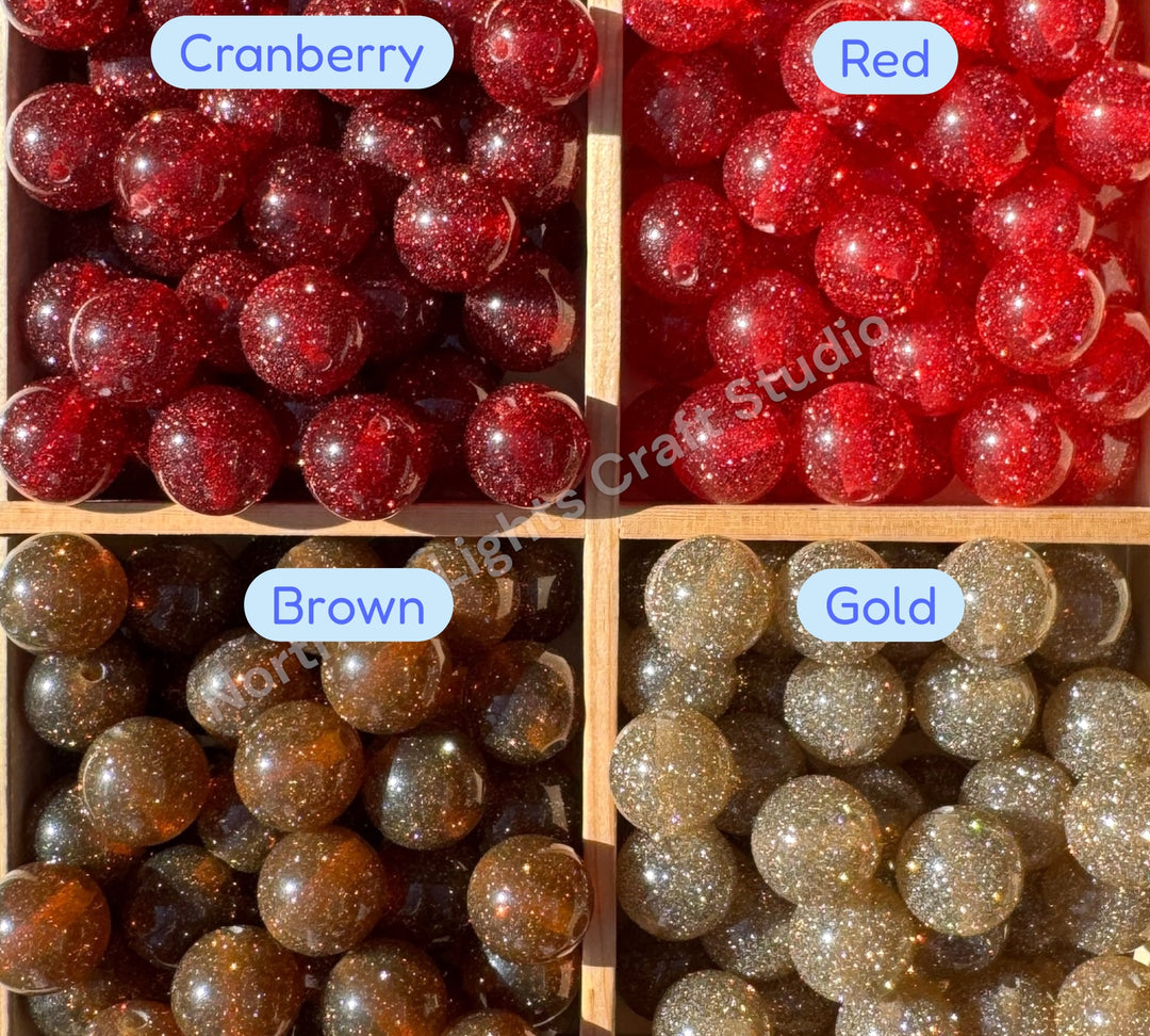 Glitter Dust 16mm High Quality Resin Beads - 20 Pcs.