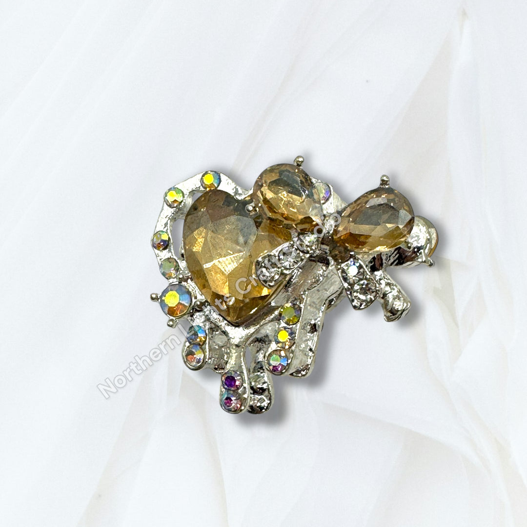 Metal Alloy Heart and Bow Bead