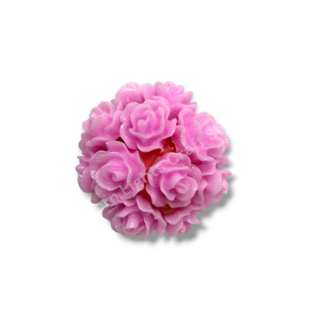 Bright Flower Beads with Rhinestone Accents 16mm - 2pc. - Choose Color