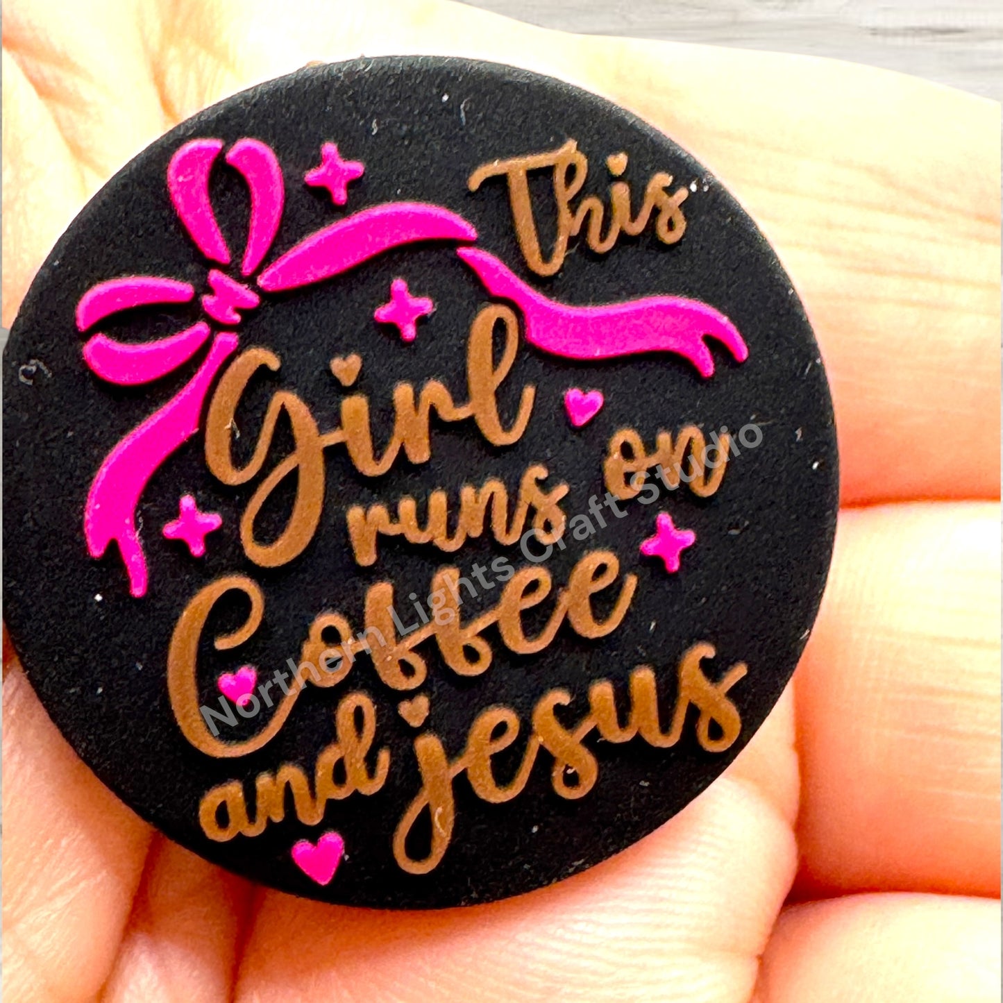 This Girl Runs on Coffee and Jesus Silicone Focal Bead