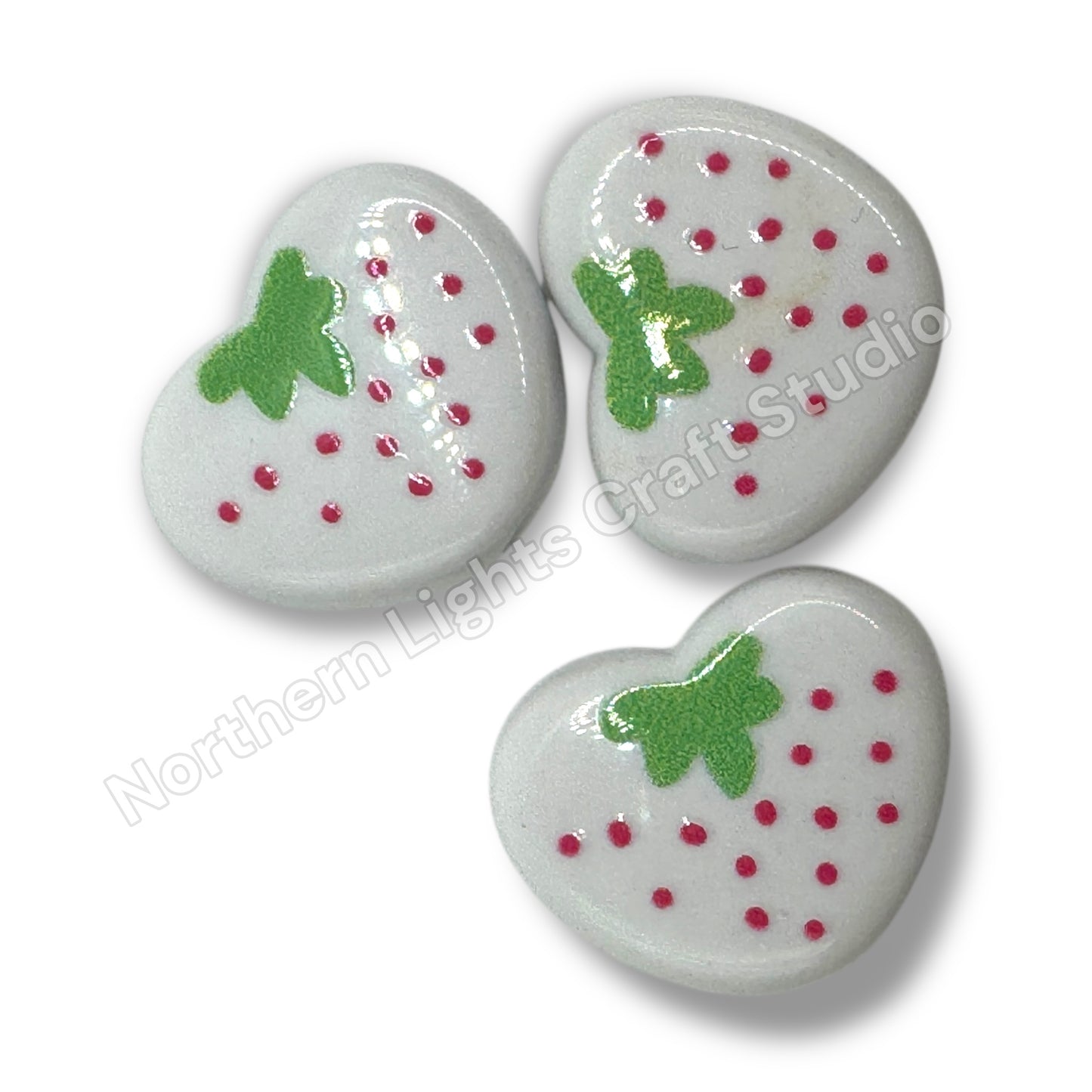 Strawberry Heart Bead - 10pc.